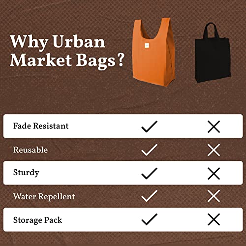 Urban Market Bags - Reusable Shopping Bags, Large Nylon Foldable Grocery Bags With Comfortable Handles, Machine-Washable Grocery Totes In A Compact Pack, Rural, Set Of 6 #TOP4