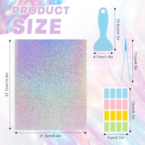 Álbum Reutilizable para Coleccionar Stickers, Libro de Almacenamiento con Papel de Liberación en Blanco, 40 Hojas, Tamaño A5 (8,3 x 5,8 pulgadas), Encuadernación Metálica Giratoria de 360°, para Adultos y Niños miniatura 2