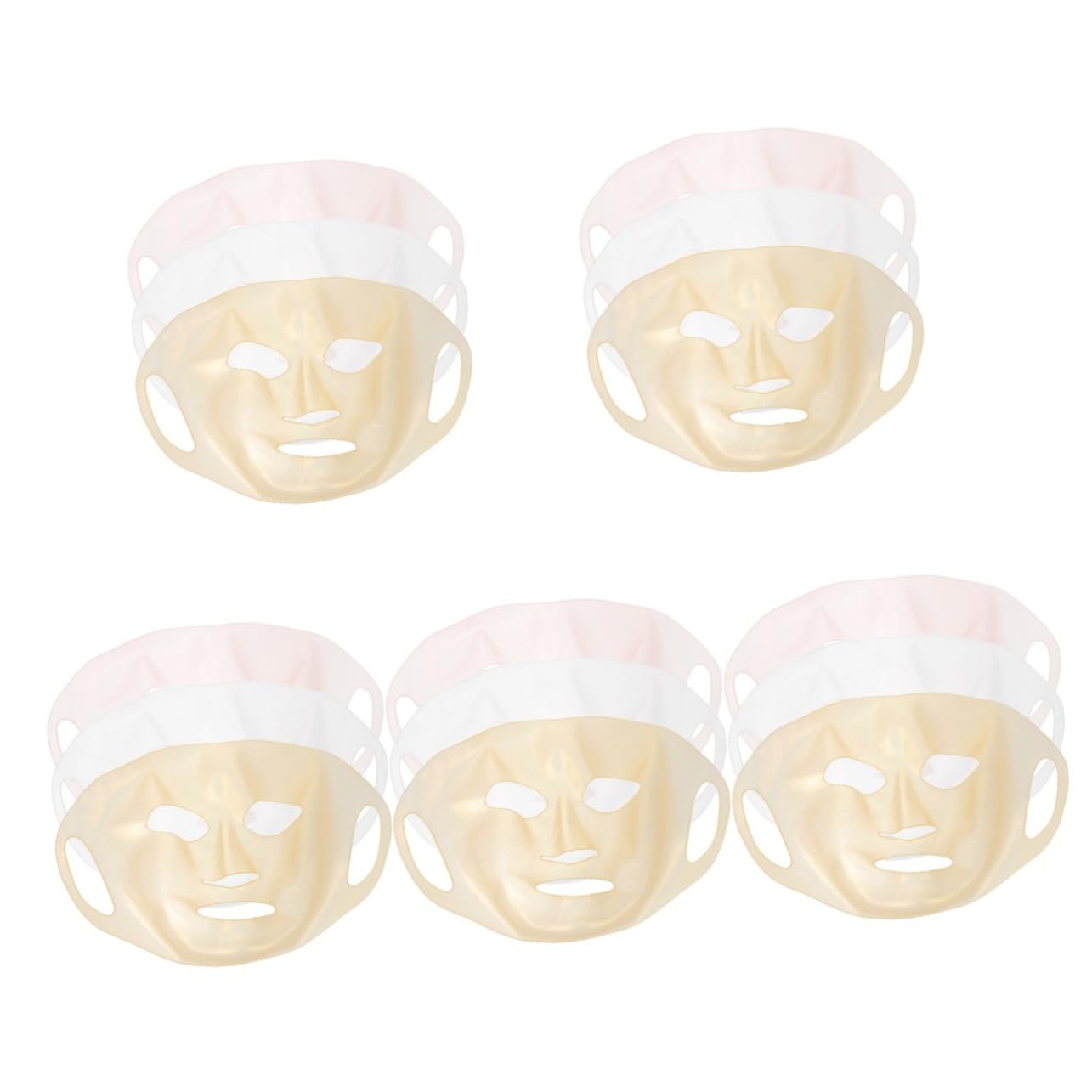 5 Set Maschere Visage Silicone Riutilizzabili Copertura Idratante Per Bellezza E Comfort Per Uso E Trattamenti Bellezza 3 Pezzi * 5