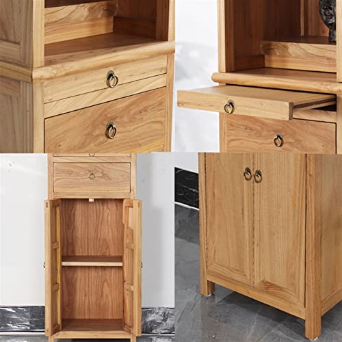 Buddhistischer Altar, Alter buddhistischer Nischen-Standschrank von Yumu, Opferschrank für den Gott des Reichtums, Opferplattform aus Massivholz, Opfertisch für den Haushalt, Guanyin mit Tür, Ni