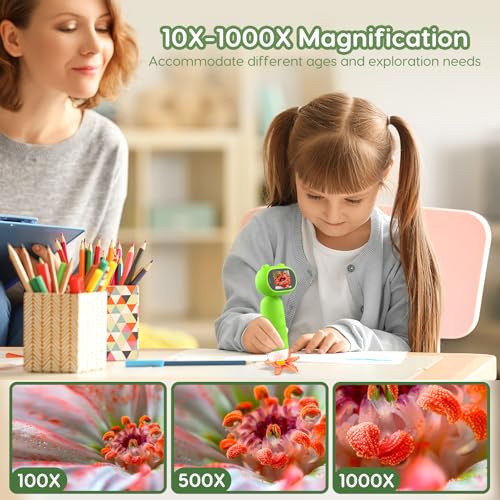 Image of Hayve Handheld Digital Microscope for Kids 1000X CM4 Pocket Microscope | 16MP, 2inch IPS Screen, 8 LEDs, PC View, 8GB TF Card, Birthday Gifts Boys Girls Ages 3-12