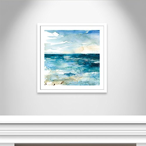 Casa Fine Arts Ocean Break II Modern Abstract Coastal Wall Art Archival Watercolor Print, 31" x 31", Matte White Frame - Image 4