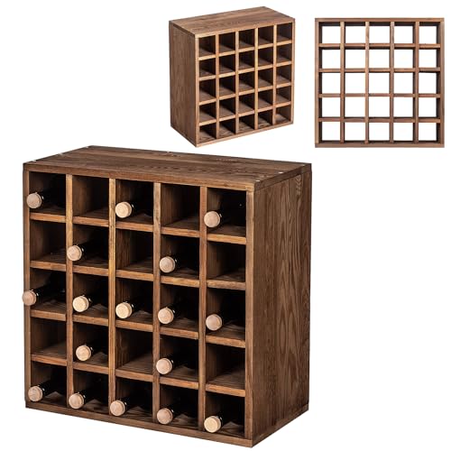 Kadax Botellero De Madera, 52 X 25,5 X 52 Cm, Estante Apilable Para Botellas, Armario De Vino Natural, Rústico, Ahorra Espacio, Fácil Montaje