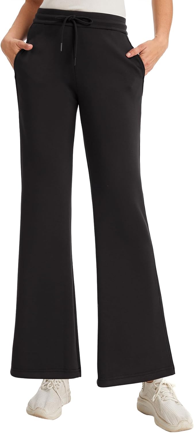 Women's Casual Drawstring Air-Layer Sweatpants Bootcut Trousers