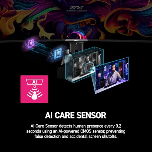 Image of msi MPG 341CQR QD-OLED X36 34-Inch UWQHD Tandem QD-OLED Monitor,3440x1440,1800R, RGB Stripe,DarkArmor Film,Uniform Luminance,360Hz,0.03ms,AI Care Sensor,AMD FreeSync Premium Pro,G-SYNC Compatible