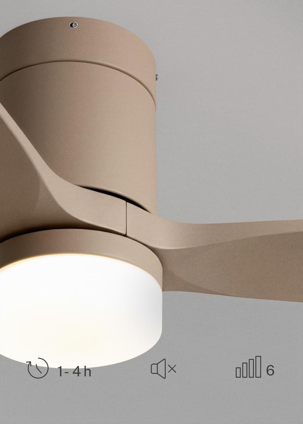 CREATE / WINDCALM S/Ventilador de techo ABS con luz arena con mando / 40W, Silencioso, Ø112 cm, 6 velocidades, 3 temperaturas de luz, temporizador, función verano-invierno