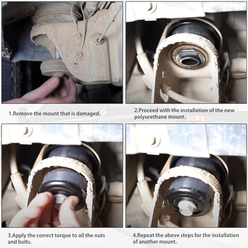 Edicapo Body and Cab Mount Bushing Kit Compatible with F250 F350 2WD/4WD 1999-2017 Polyurethane Body Cab Mounts Bushings Washers Replace: KF04050BK. - Thumbnail 5