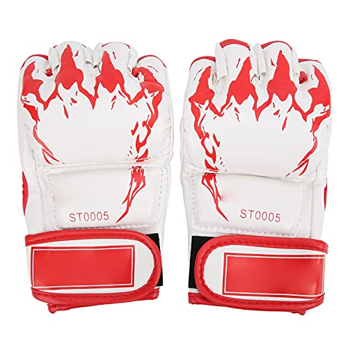NDNCZDHC MMA Gloves Sparring Grappling Professional Fingerless Boxing Gloves Adult PU Punching Gloves for Men Muay Thai Gloves(Red Claw on White Background)