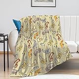 Hon-Lally Cartoon Cute Leopard Gecko Pattern Blanket Throw Warm Cozy Flannel Fleece Lightweight Plus