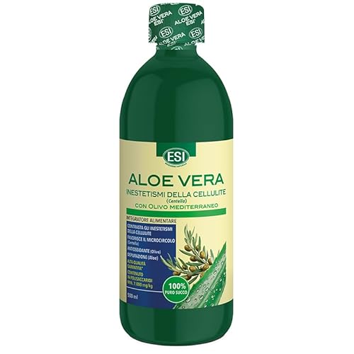 ESI, Aloe Vera da Bere Depurativo con Olivo e Centella, Aiuta a Contrastare gli Inestetismi della Cellulite, Favorisce la Funzionalità del Microcircolo, Proprietà Antiossidanti, Gusto Limone, 500ml
