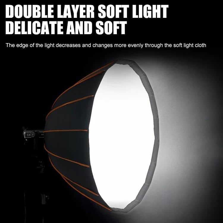 REFLEX CAMERA 45cm Deep Parabolic Softbox Diffuser Kit – Bowens Mount, Portable Studio Lighting Modifier with Grid & Dual Diffusers for Photography & Video, Easy Quick-Release Setup