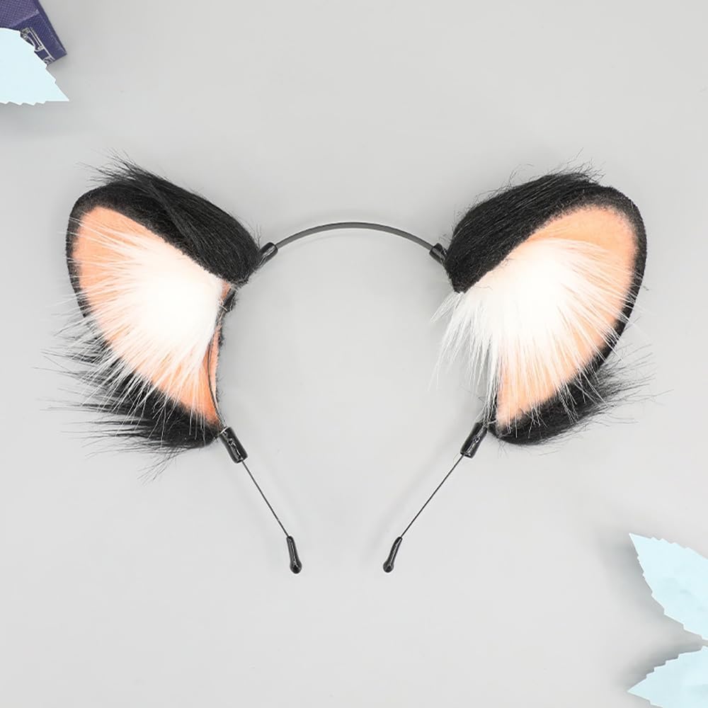 Faux Fur Raccoon Ears Headband Bear Wolf Animal Ear Hairband Furry Costume Accessories for Cosplay