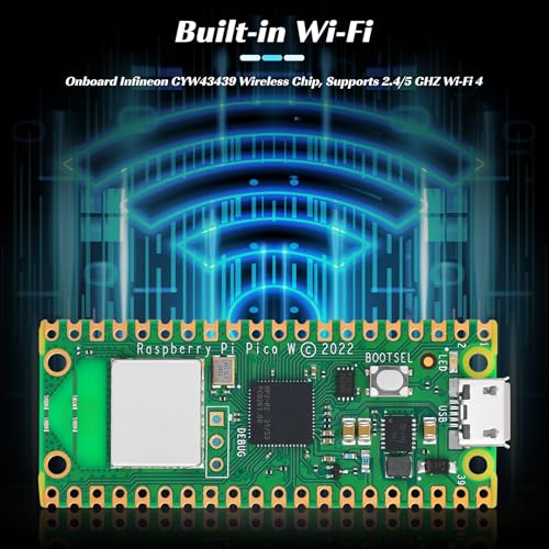 Raspberry Pi Pico W- Raspberry Pi Pico RP2040 chip, Built-in WiFi,Supports 2.4/5 GHZ, Bluetooth 5.2 Supported, WiFi Wireless Bluetooth Single Board Computer