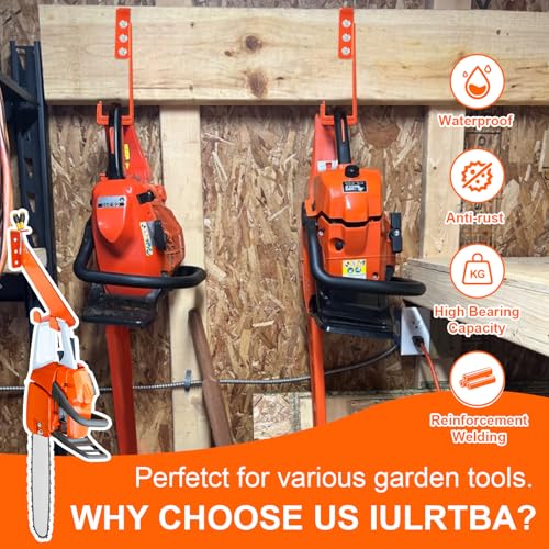 Suporte de motosserra 3 em 1 de 25,4 cm - suporte de parede para motosserra resistente, gancho de se