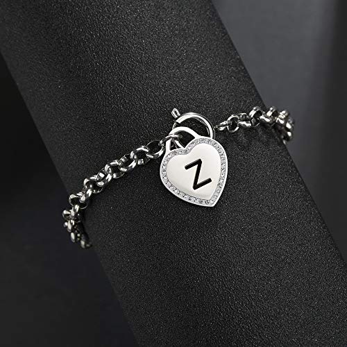Image of CaleesLLC Letter A to Z Initial Charm Bracelet Adjustable Stainless Steel Anklet Personalized Wrist Link for Women
