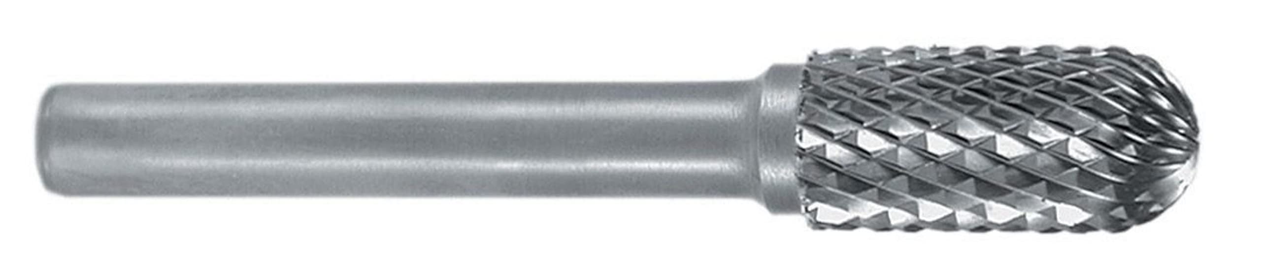 RUKO Tungsten Carbide Rotary Burr with Cross Teething, C Oval (WRC) Shape, Bright Finish, 10.0 mm Diameter, 60 mm Length, R116022