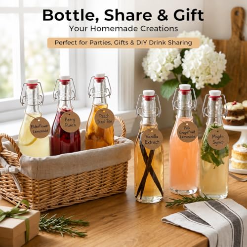 Image of Ruckae Swing Top Glass Bottles,Flip Top Glass Bottle with Lids Sealable Kombucha Bottle for Brew Beer Syrup Vanilla Extract Air Tight Bottles for Gift (12 oz 10 pack)