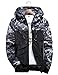 shepretty Herren Jacke Camouflage Hoodie Langarm Outwear Sportswear Reißverschluss Windbreake，Grau,M