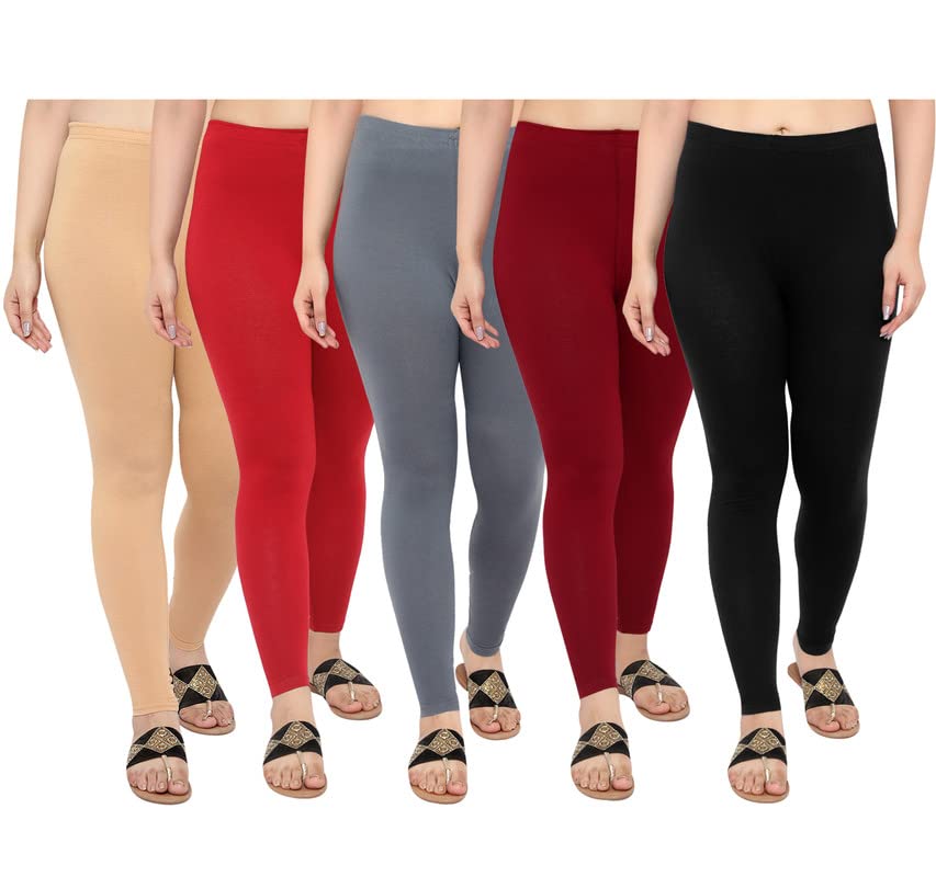 Image of NGT Cotton Lycra Ankle Length Leggings for Women Combo (Set of 6)