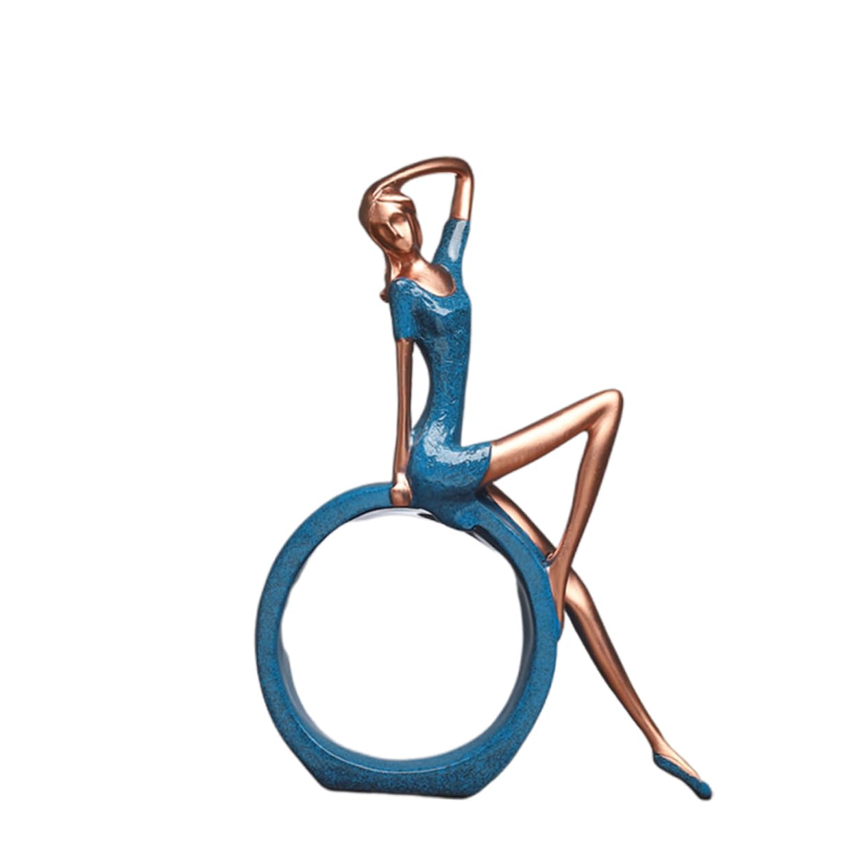GALPADA Statuetta Ragazza Yoga Decorativa in Resina Blu per Casa | Artigianato Creativo da Tavolo, per Libreria e Scrivania, Stile Fashion Unico