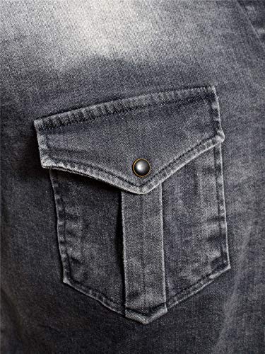 D&R Fashion Camicia di Jeans da Uomo Lavato