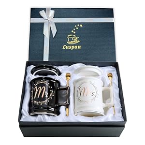 Luspan Wedding Gifts Mr and Mrs Coffee Mug Gifts for Couples Bride and Groom