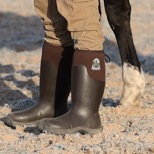 Image of Men's Waterproof Rubber Boots - 6mm Neoprene, 15 inch Shaft, Dual-Sole Anti-Fatigue Rain & Mud Boots for Farm & Wet Work, Fishing, Irrigation - Lightweight Soft Toe