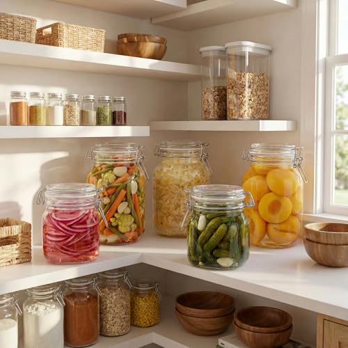 Image of 50oz Large Square Glass Jars with Airtight Lids, Wide Mouth Mason Jars 3P | Air Tight Glass Food Storage Containers with Lids Keep Food Dry & Fresh, Best Canister for Flour, Sugar, Cereal, Rice, Coffee