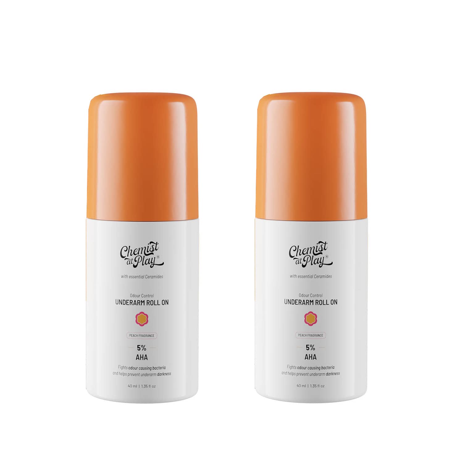Chemist at Play UnderArm Roll-On with 5% Lactic Acid & 1% Mandelic Acid | Prevents Odour, Brightens Skin & Exfoliates Underarm | Peach Fragrance | Alcohol & Aluminium Free | 40ml (Pack of 2)-image-36