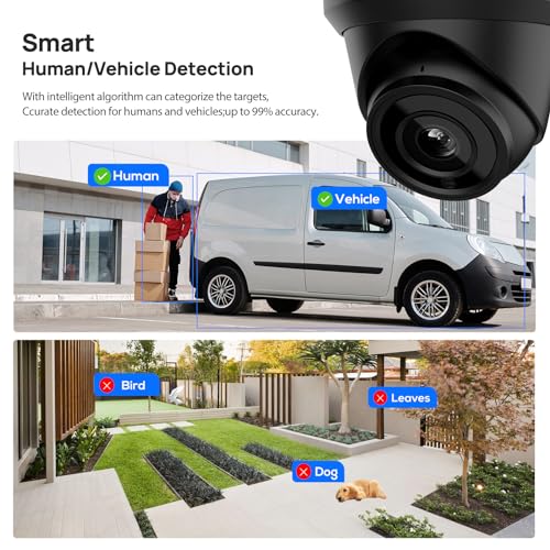Image of VIKYLIN 4K 8MP PoE IP Camera Outdoor, 4K PoE Turret Security Camera with Human Vehicle Detection, 2.8mm Lens, 98ft EXIR2.0 Night Vision,Built-in Mic, WDR, IP67, Blue Iris, NDAA Compliant, Black