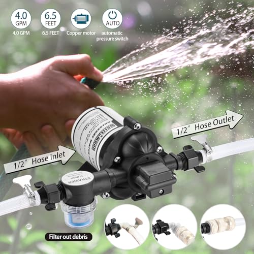 Image of WASSERMANN RV Water Pumps 115V AC Pressure Pump with Pressure Switch, Self-priming Water Pump 4.0GPM 45PSI, Fresh Water Pump for RV, Kitchen Barthroom Camping Marine Yacht Garden Diaphragm Pump115volt