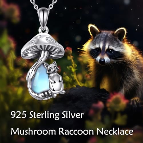 YAFEINI Mushroom Necklace Moonstone/Moss Agate/Malachite/Labradorite/Turquoise/Amber/Larimar/Black Onyx/Lapis Lazuli/Peridot/Opal Sterling Silver Mushroom Pendant Mother's Day Jewelry for Women Mom3