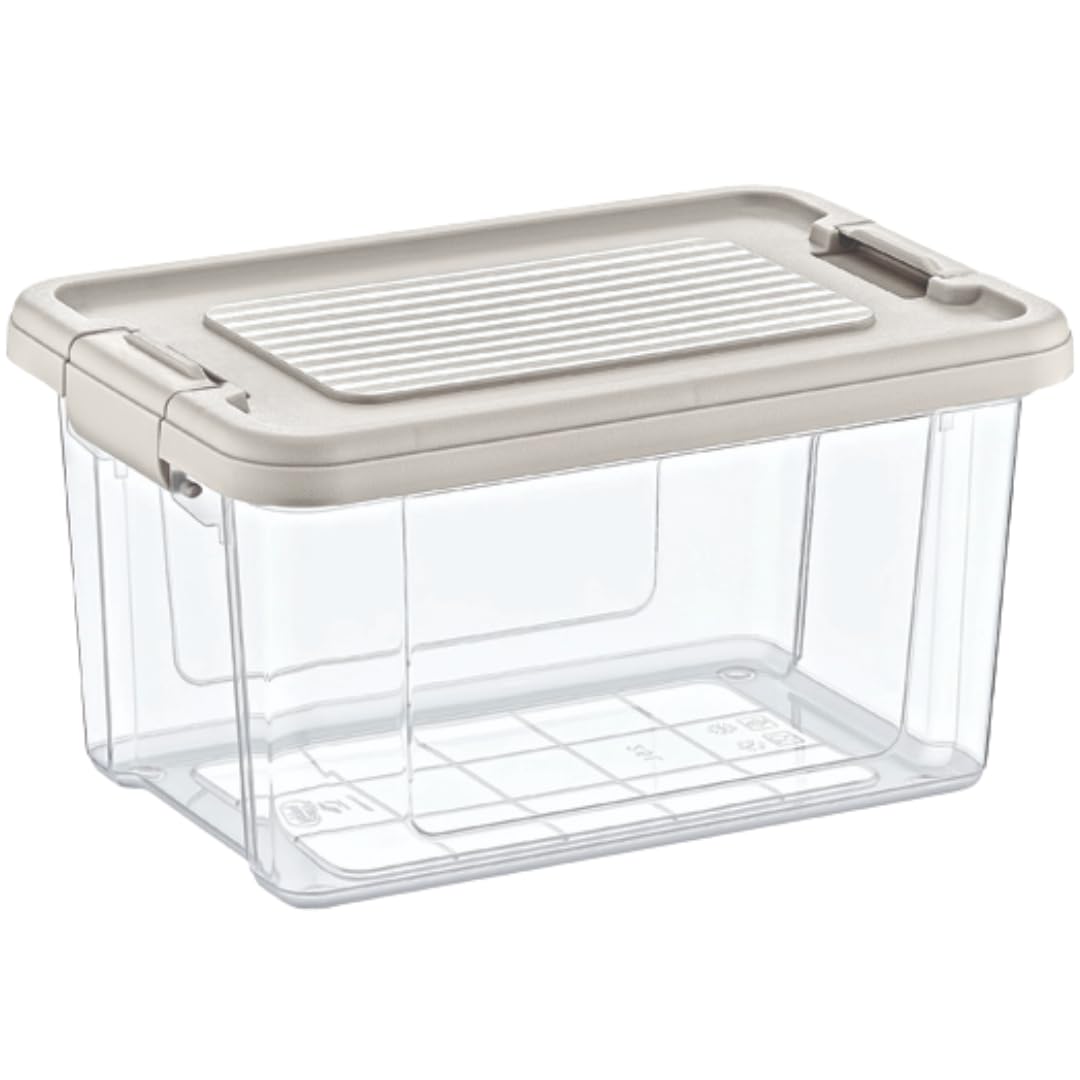 DTD QUALITY MATTERS 2.5L Storage Box with Lids, Heavy Duty Strong & BPA Free Stackable Plastic Storage Box, Multipurpose Clear Storage Box for Home, Office, Kitchen, Made in UK (Clear)