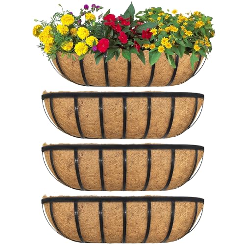 SMYAXUNW 4pack 24-inch Window Sill Window Railing Planters with Cocoa
