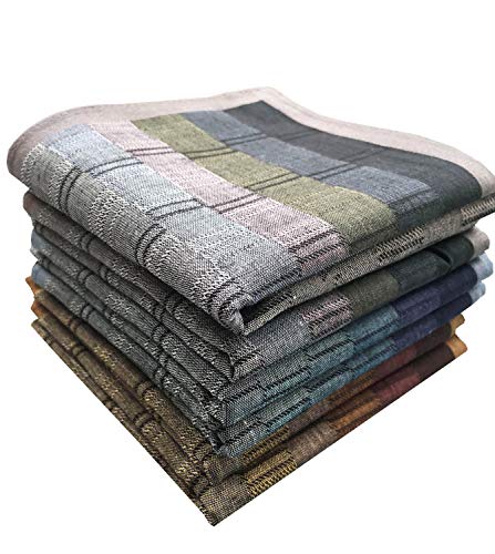 MemoryHanky Mens 100% Cotton Woven Handkerchiefs 6 Piece Gift Set