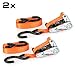 Produktbild RACEFOXX Spanngurt Paar mit Ratsche, 300 cm Länge, Transportsicherung, Gurt für Motorrad, Motorradsicherung, Transport, Ladungssicherung, Zurrgurt mit Gurt Automatik, Ratschenspanngurte, orange