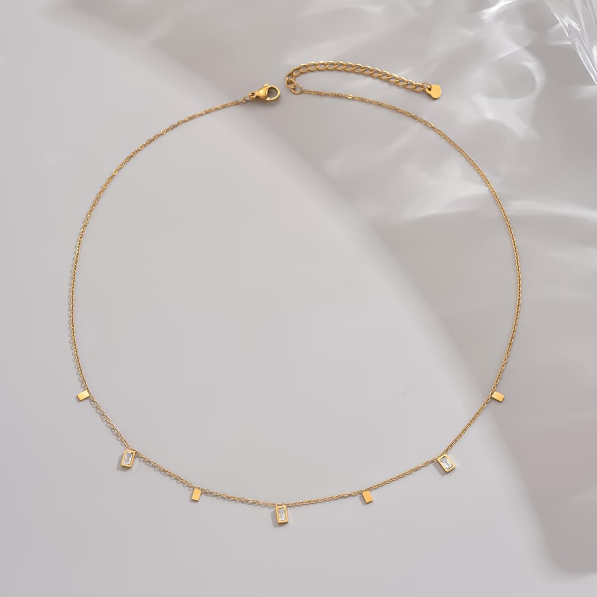 Gold Necklace for Women 18K Gold Plated Diamond Choker Necklace Dainty Cubic Zirconia Pendant Necklace Simple Birthstone Jewelry Gifts - Image 6