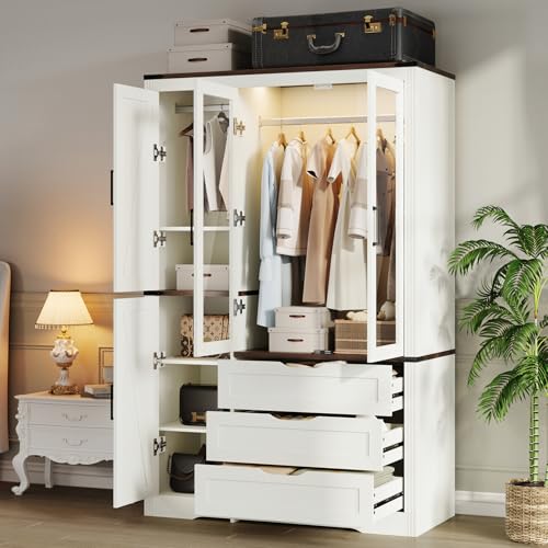 Concho 73' Tall Farmhouse 4 Doors Armoire Wardrobe...