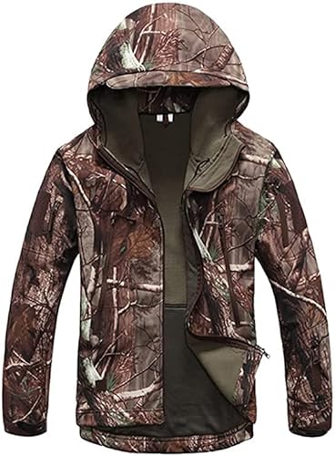 FENG Chaqueta táctica para hombre, chaqueta Softshell, chaqueta de camuflaje militar, chaqueta impermeable de lana Softshell para otoño e invierno (Cp Camo,XL)