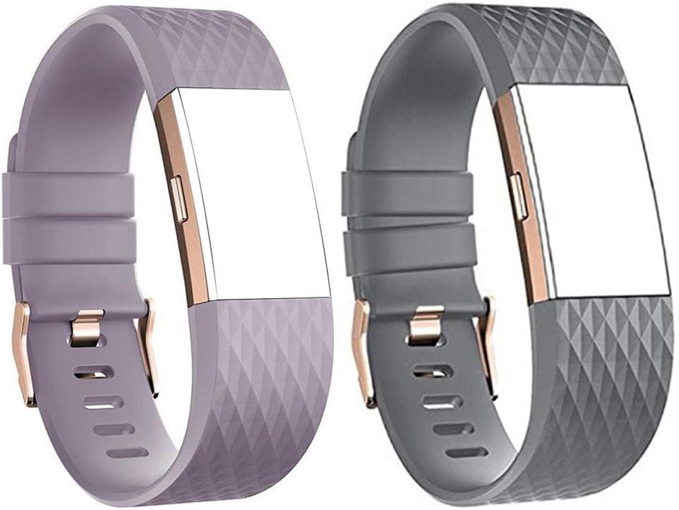 DD Compatible with Fitbit Charge 2 Straps, Replacement Accessories Watch Band Adjustable Silicone Wrist Straps for Charge 2 with Rose Gold Buckle