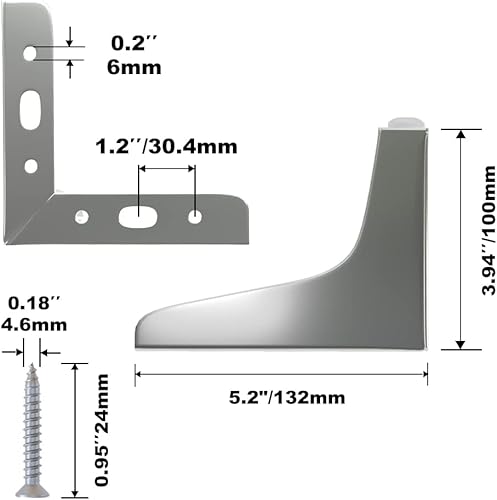 Miniatura 2 de FIVEPEARS Juego de 4 patas de muebles de tocador de metal cromado pulido de 4 pulgadas, patas de repuesto modernas y resistentes para muebles para
