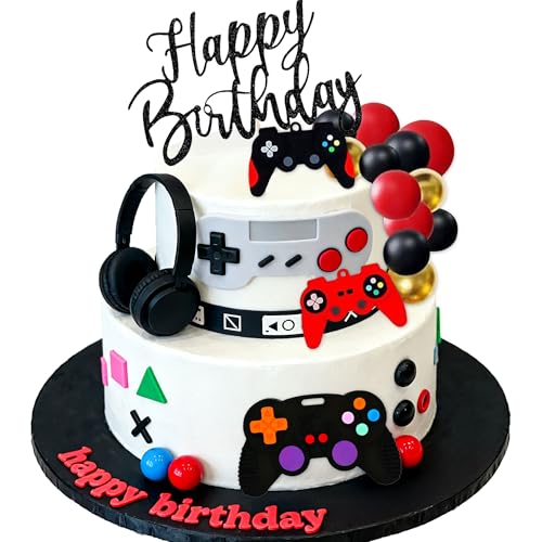 LaVenty decoración de videojuegos papel de oblea decoración para tartas de cumpleaños temáticas gaming adornos dulces para fiestas infantiles celebraciones de niños baby shower