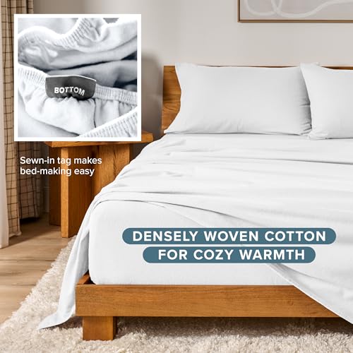 Bare Home Flannel Sheet Set 100% Cotton (California King, White) by Bare Home - Used condition - Image 7