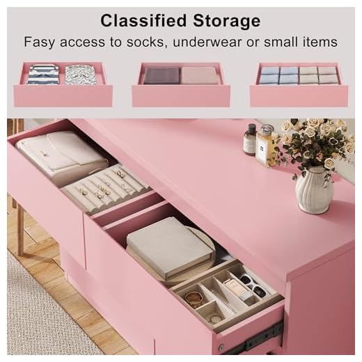 Jocoevol Modern Pink 6 Drawer Dresser