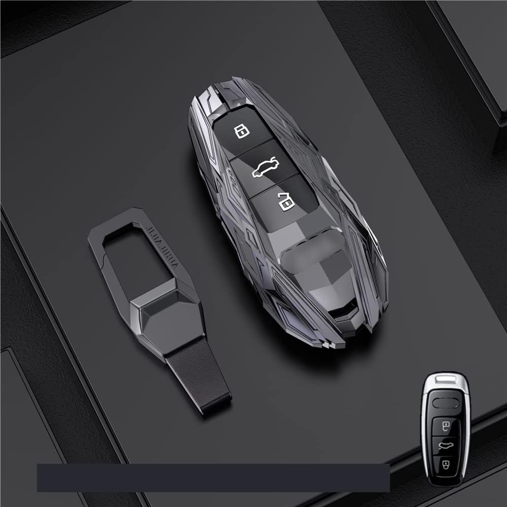 Zinc Alloy Key Fob Case Cover for Audi A6 A7 A8 Q8 SQ8 E-Tron S3 S6 S7 SQ7 SQ8 RS6 RS7 Q7 2018-2022 Case Protector