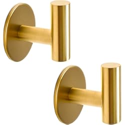 Ceramicas Adhesivas Para Pared Paquete de 2 ganchos autoadhesivos dorados para toallas, resistentes al agua, para colgar abrigos montados en la pared, para baños, ducha, cocina, hotel, acero inoxidable SUS304, latón cepillado