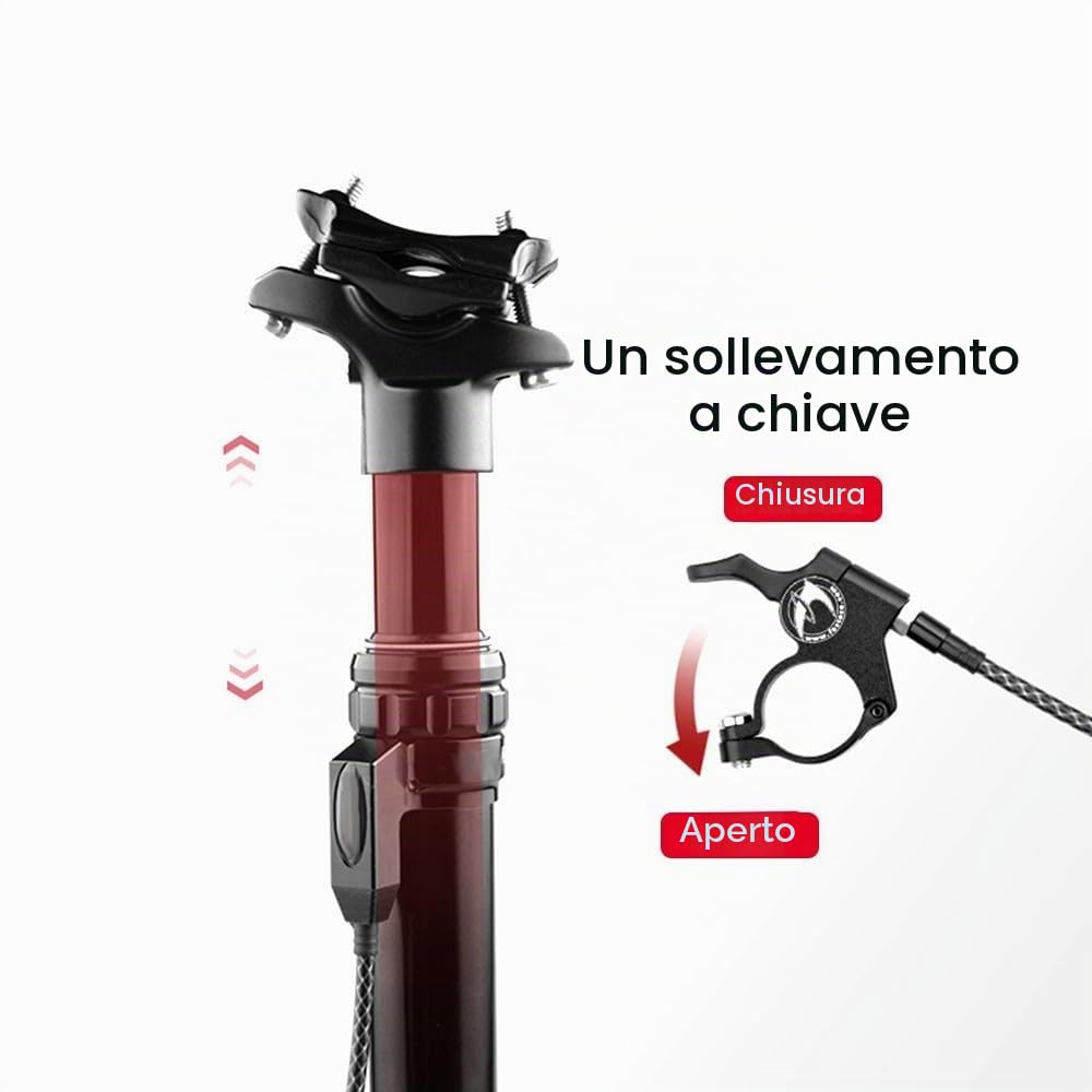 Reggisella Bicicletta,Tubo Sella Bici Regolabile Remoto Canotto Sella Telescopico per MTB FSP-301/302/303,AL7075