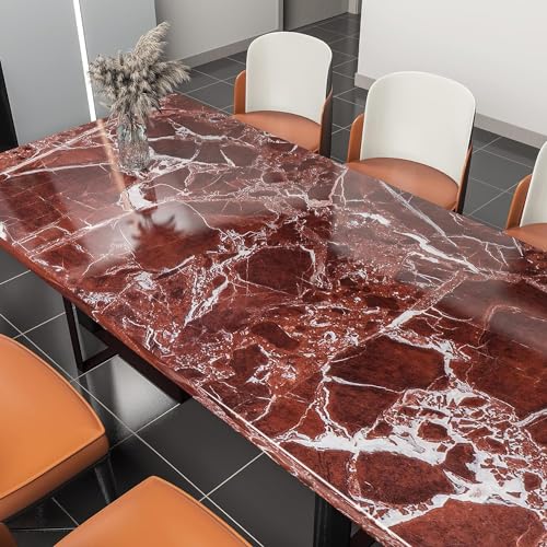 Image of TEKCOOL Wall Stickers DIY Wallpaper Vinyl Marble Wallpaper Peel and Stick Waterproof Wallpapers for Home Kitchen Countertop Cabinet Furniture Oil Proof Kitchen Stickers(Cherry red-3 pc)!