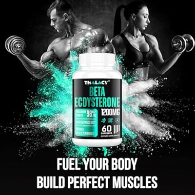 1200MG Beta Ecdysterone Supplement, 98% Maximum Purity Ecdysterone Supplements for Lean Muscle Mass, Athletic Performance & Strength, 60 Capsules