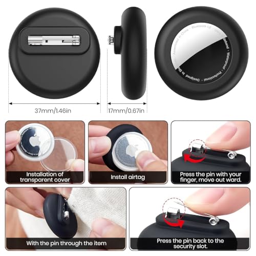 Image of ZORBES Compatible with Airtag, Silicone Tracker Skin Cover with Clear Cover & Pin Clasp, Fashion 4-Color Silicone Covers, Anti-Scratch & Waterproof Housing, Ideal for Clothing, Bag, Pet Collar